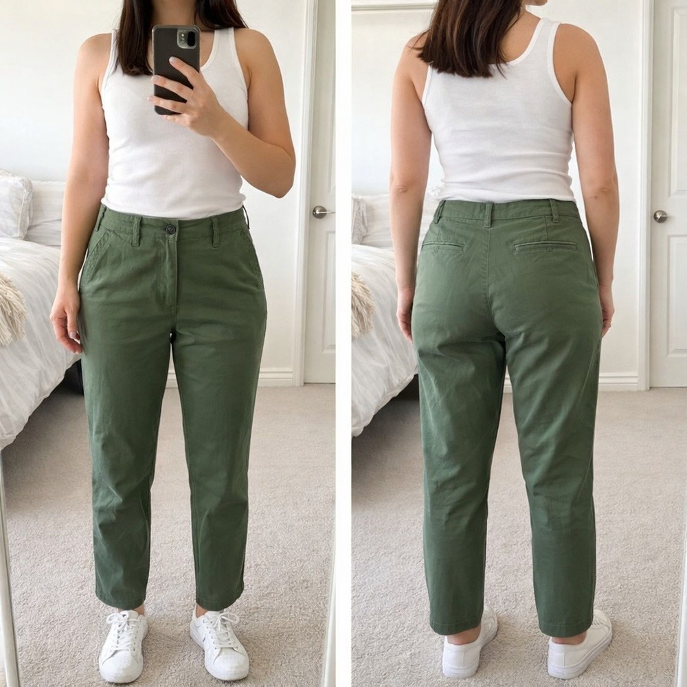 Lauren Ralph Lauren Olive Green Chino Pants Womens 10 Slim Tapered Stretch Twill